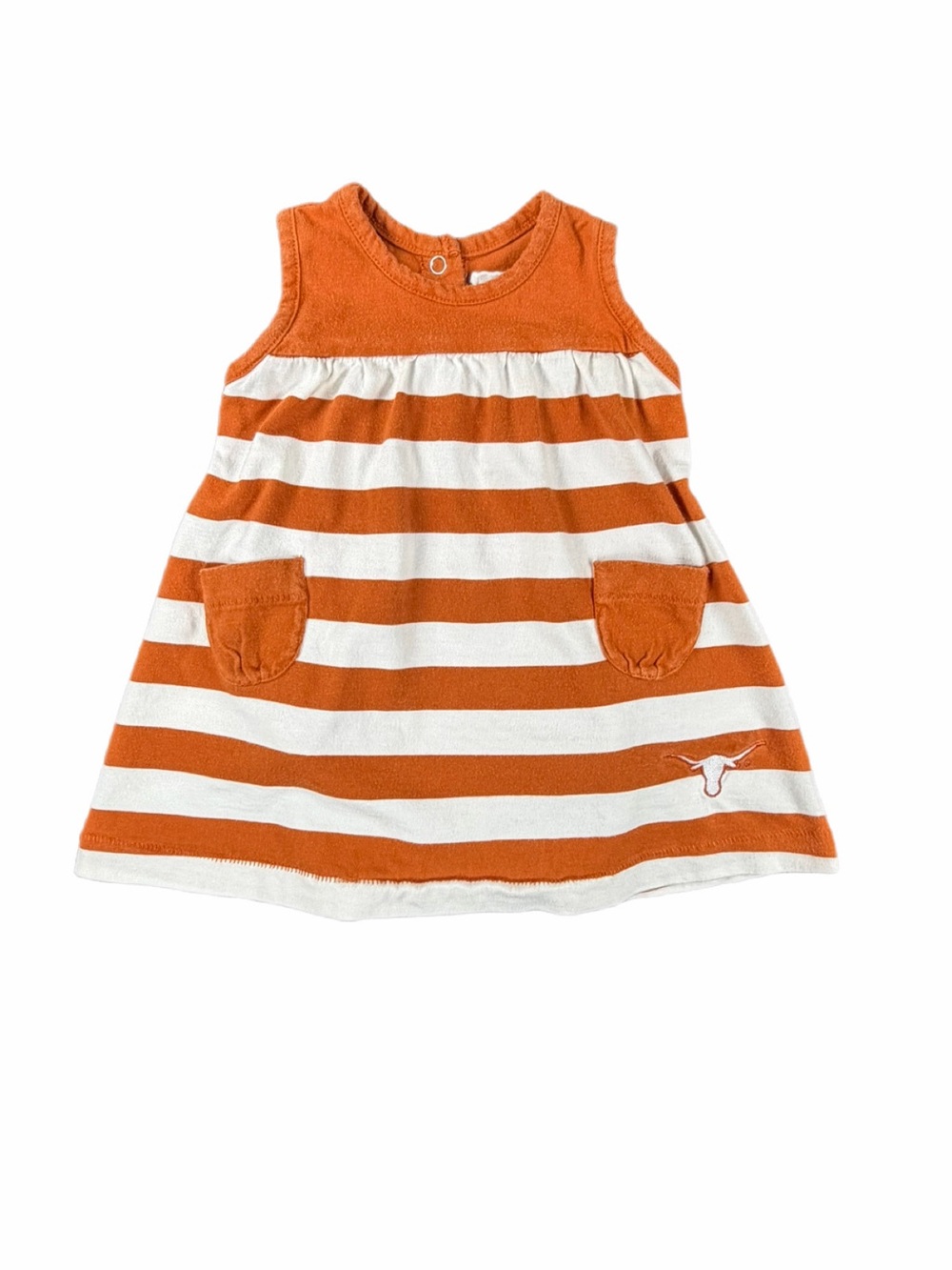 GARB University of Texas Longhorns Embroidered Striped Onesie Dress - 3M